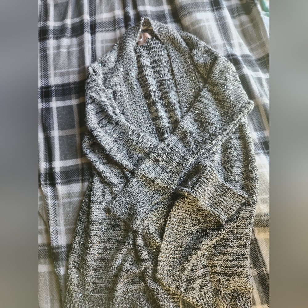 White Stag gray open front sweater